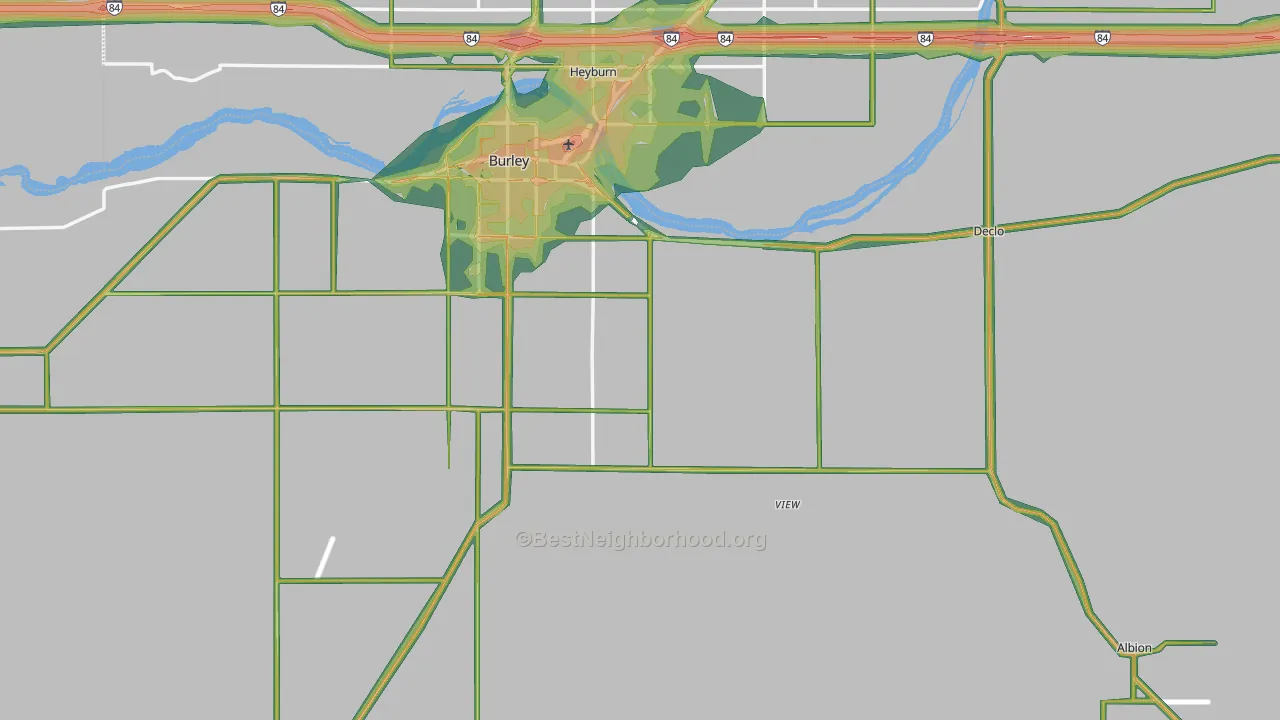 Cassia County, ID Map of Noise Levels in Cassia County