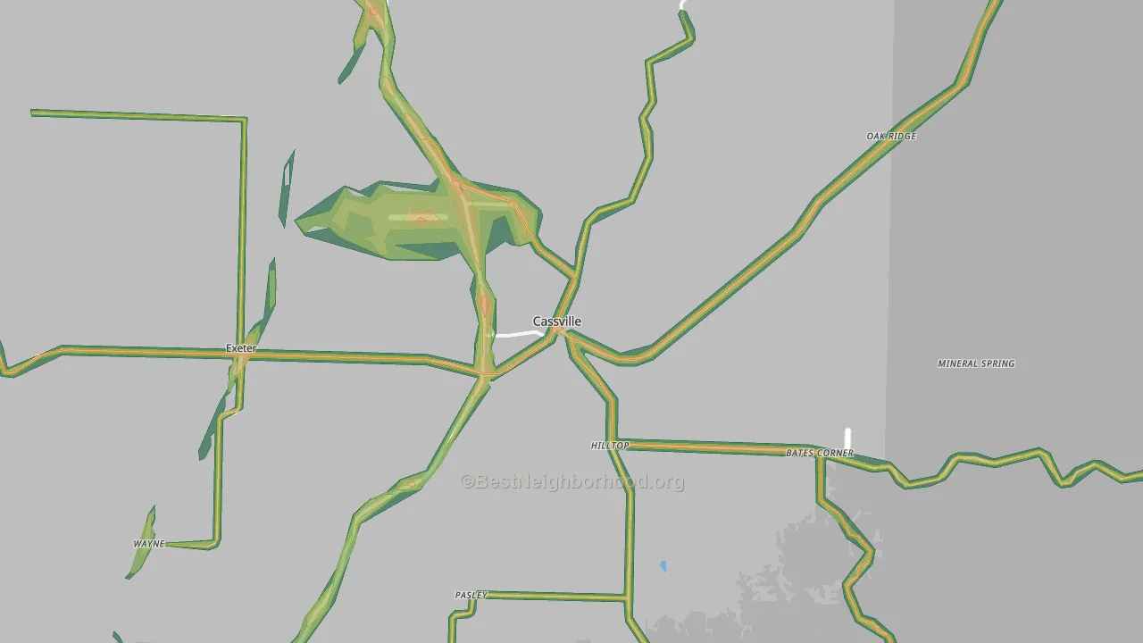 Cassville, MO Map of Noise Levels in Cassville