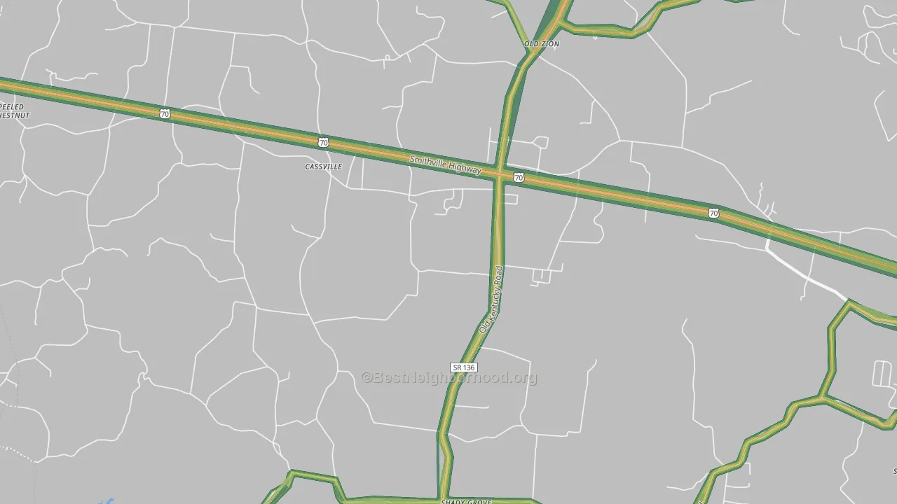 Cassville, TN Map of Noise Levels in Cassville