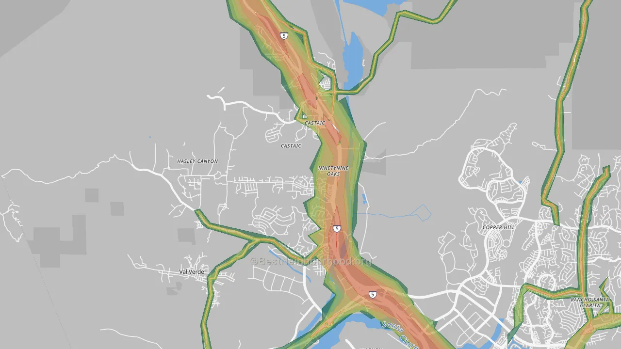Castaic, CA Map of Noise Levels in Castaic