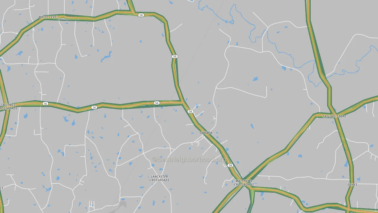 Castalia, NC Map of Noise Levels in Castalia