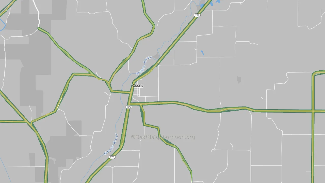 Castana, IA Map of Noise Levels in Castana