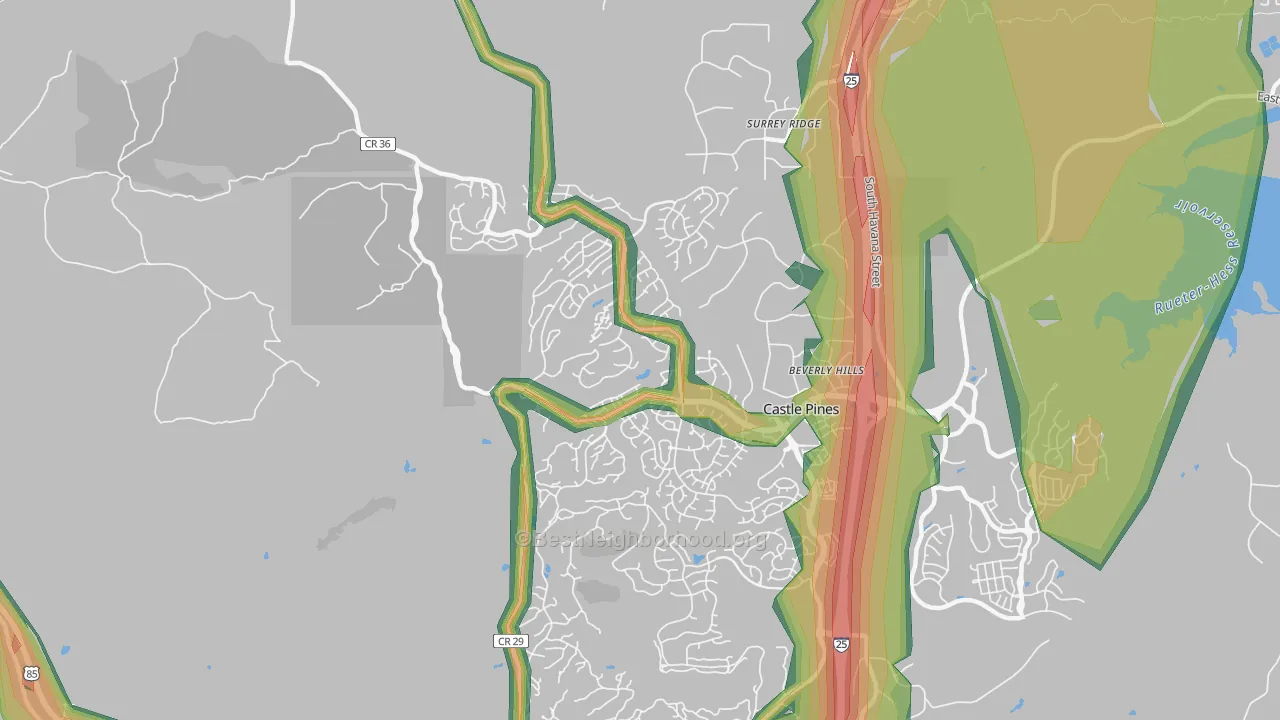 Castle Pines North, CO Map of Noise Levels in Castle Pines North
