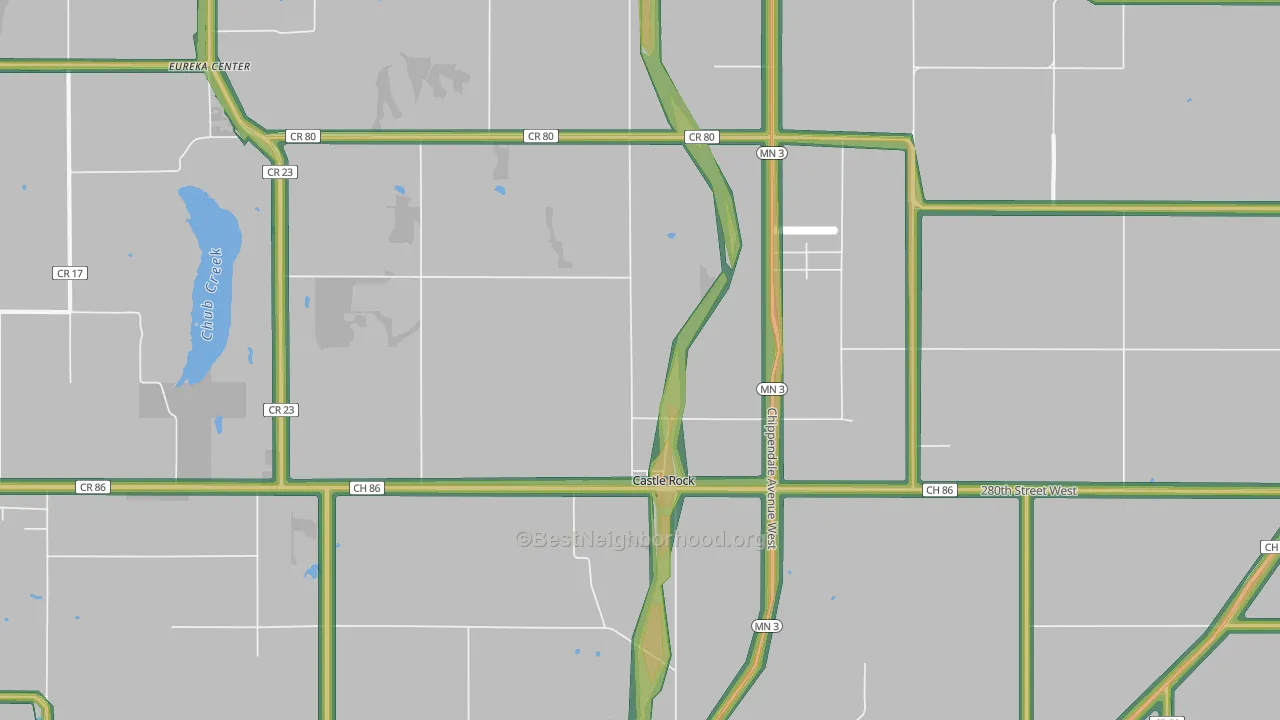 Castle Rock, MN Map of Noise Levels in Castle Rock