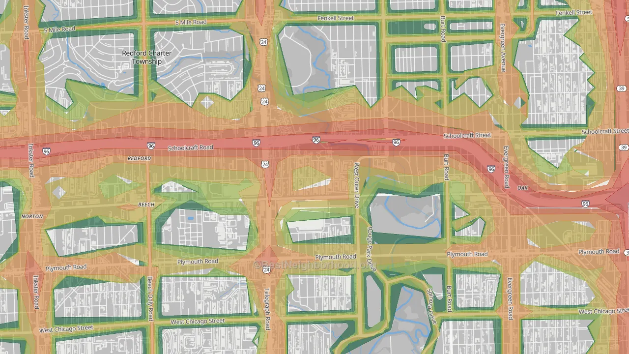 Castle Rouge, Detroit, MI Map of Noise Levels in Castle Rouge