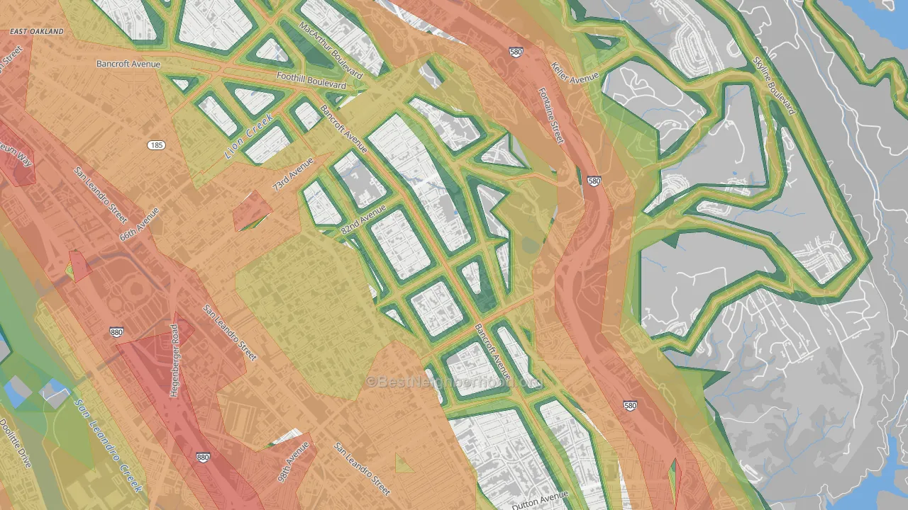 Castlemont, Oakland, CA Map of Noise Levels in Castlemont