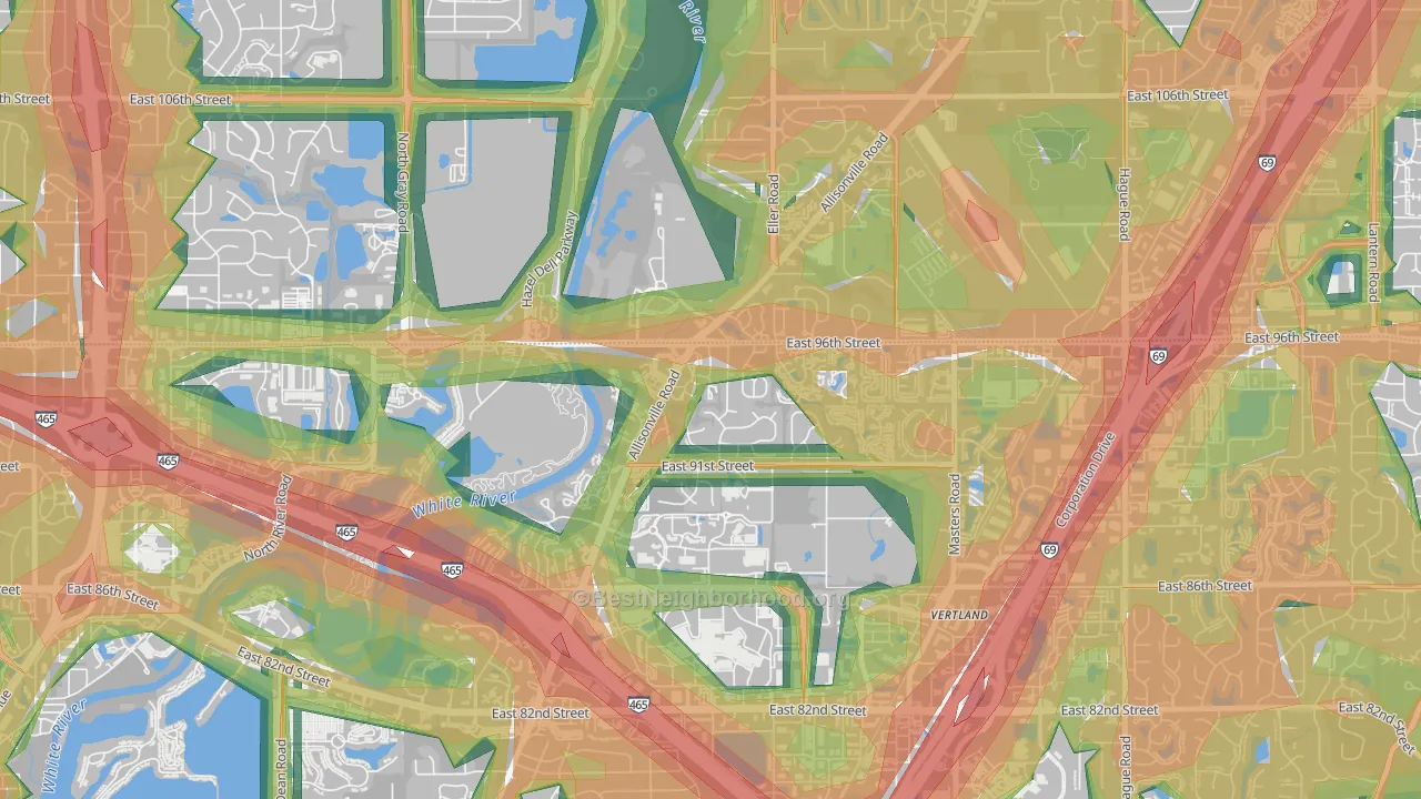 Castleton, Indianapolis, IN Map of Noise Levels in Castleton