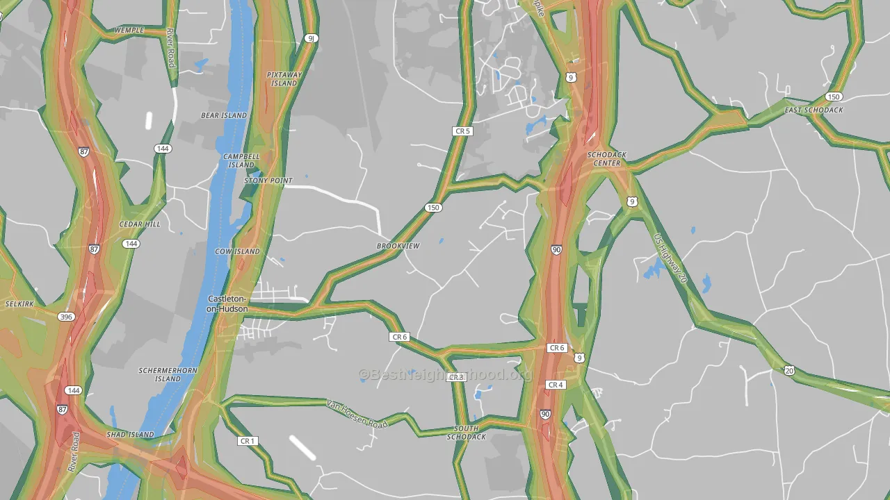 Castleton On Hudson, NY Map of Noise Levels in Castleton On Hudson