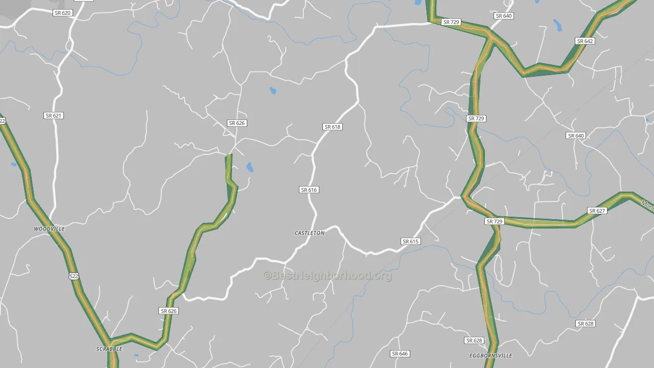 Castleton, VA Map of Noise Levels in Castleton