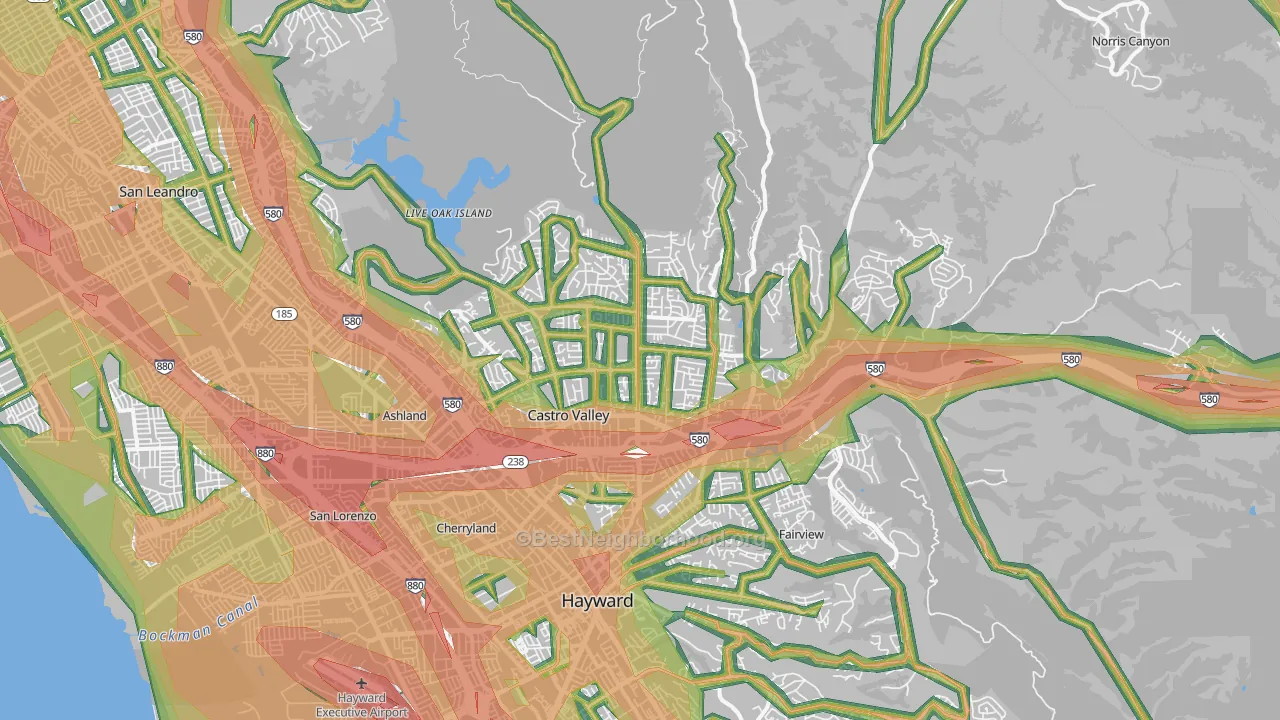 Castro Valley, CA Map of Noise Levels in Castro Valley