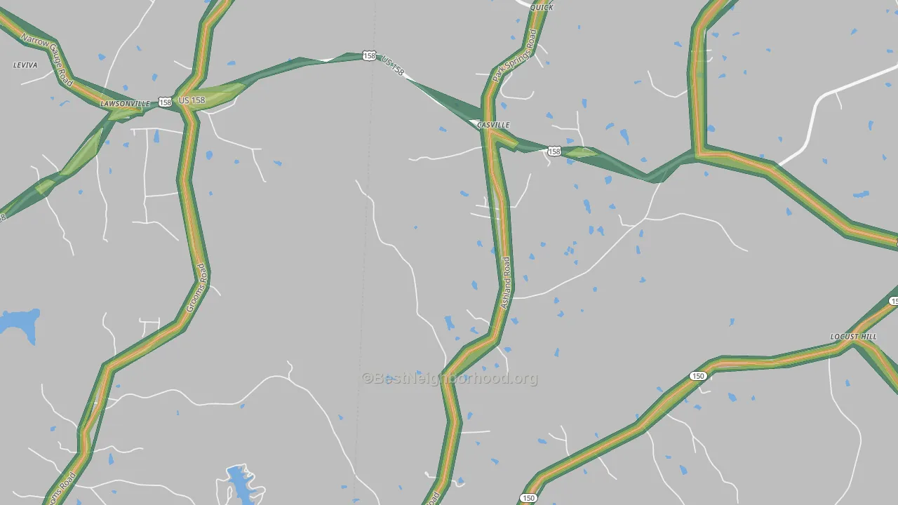 Casville, NC Map of Noise Levels in Casville