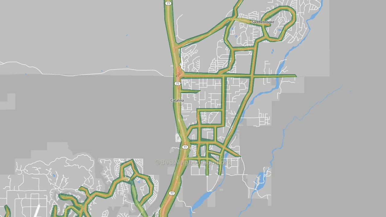 Catalina, AZ Map of Noise Levels in Catalina