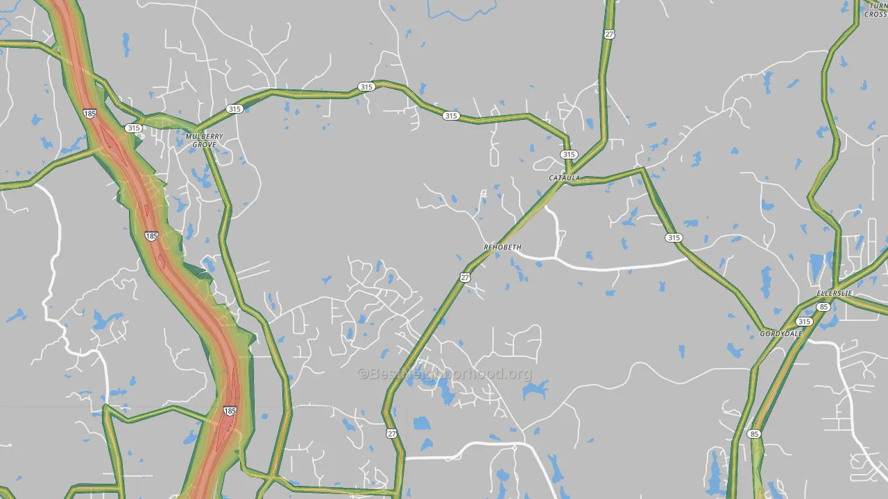 Cataula, GA Map of Noise Levels in Cataula