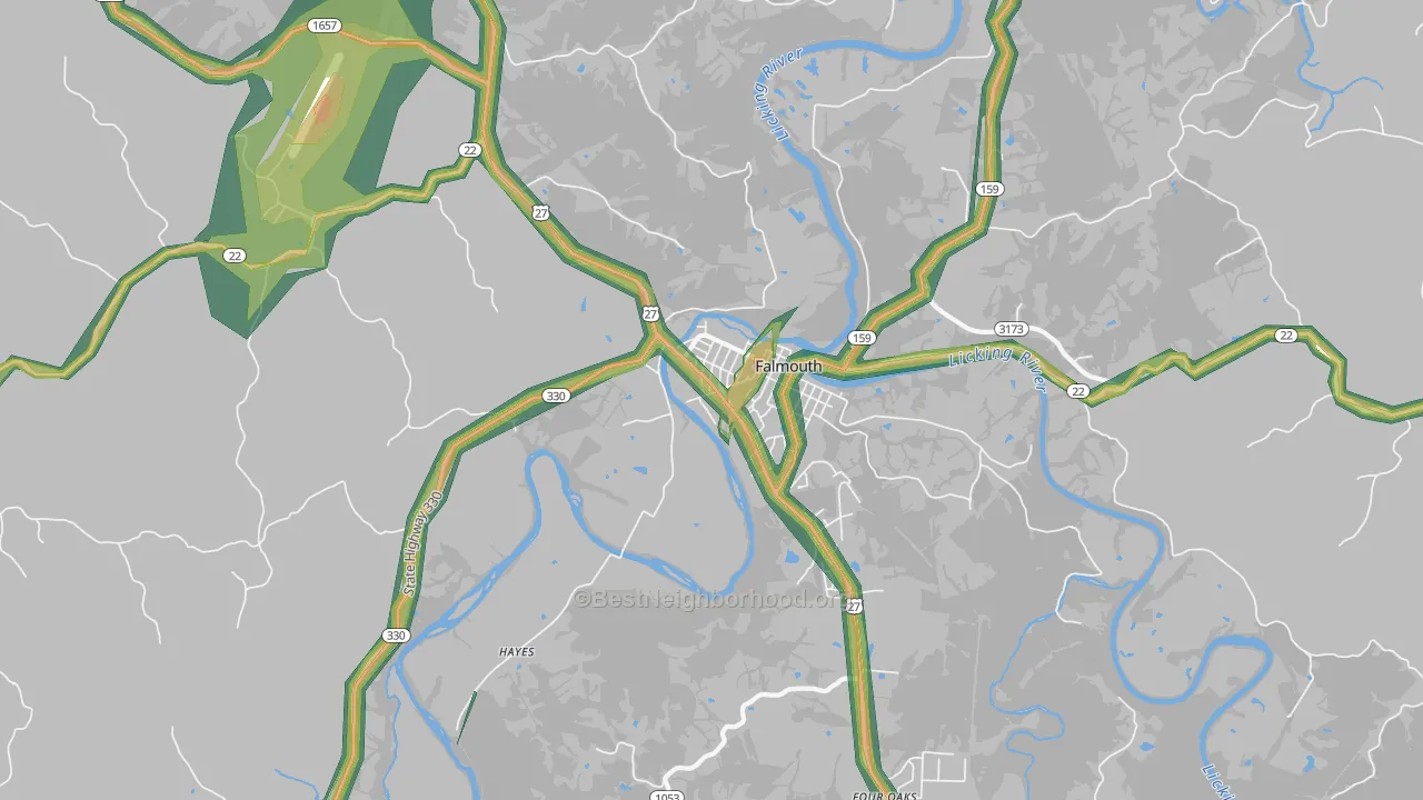 Catawba, KY Map of Noise Levels in Catawba