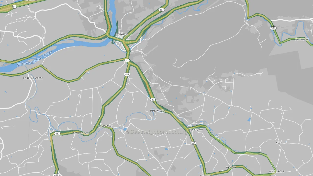 Catawissa, PA Map of Noise Levels in Catawissa