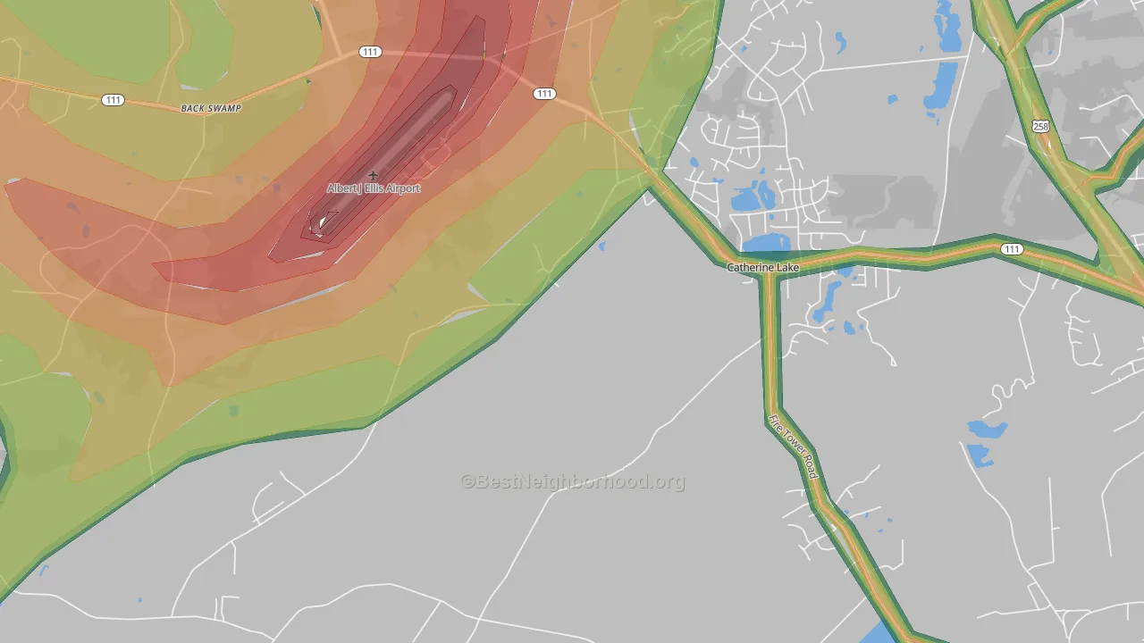 Catherine Lake, NC Map of Noise Levels in Catherine Lake