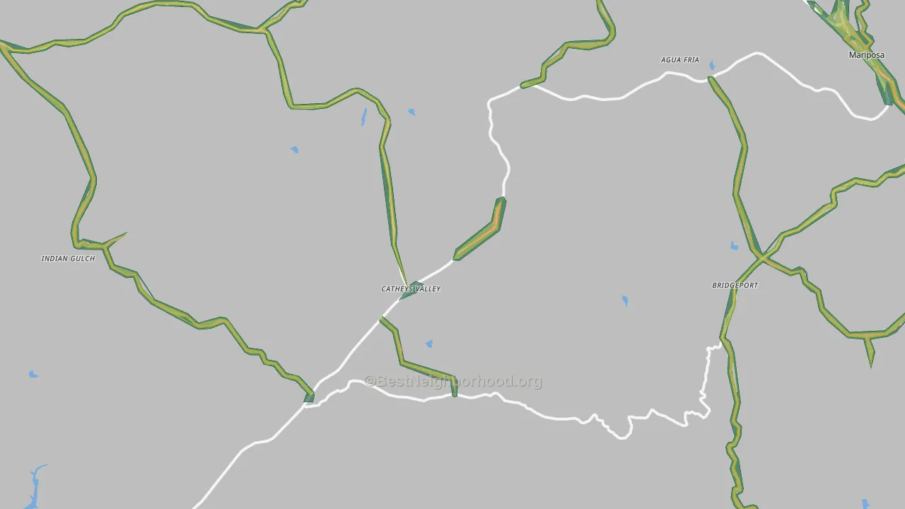 Catheys Valley, CA Map of Noise Levels in Catheys Valley