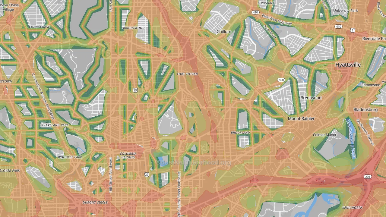 Catholic University-Brookland, Washington, DC Map of Noise Levels in Catholic University-Brookland