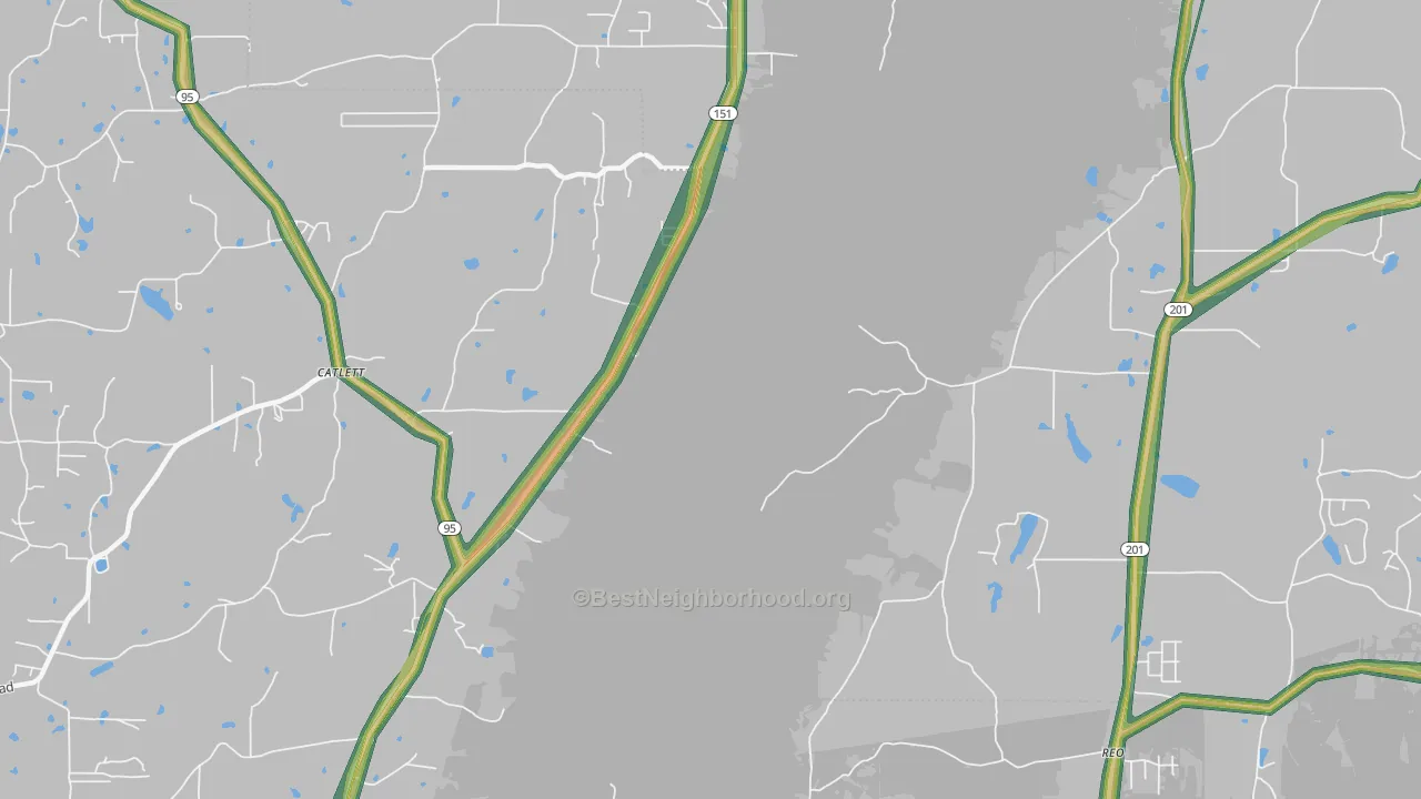 Catlett, GA Map of Noise Levels in Catlett
