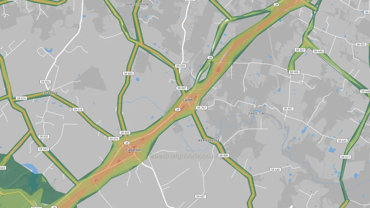 Catlett, VA Map of Noise Levels in Catlett
