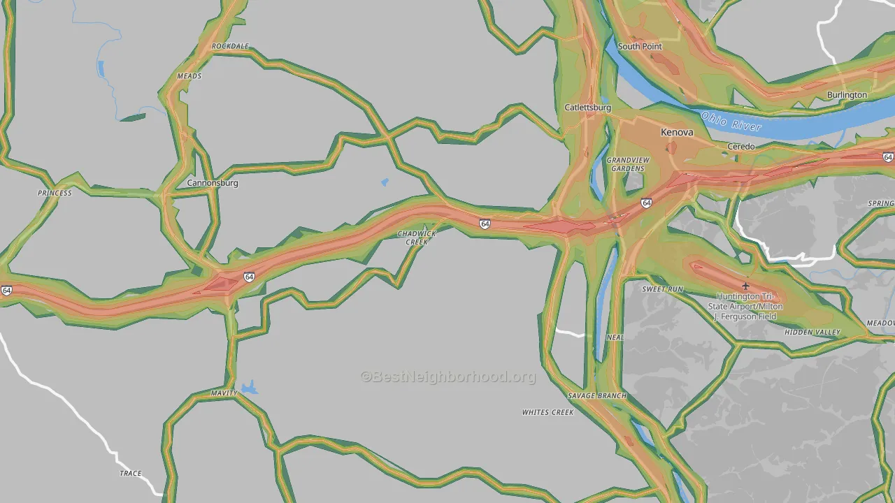 Catlettsburg, KY Map of Noise Levels in Catlettsburg