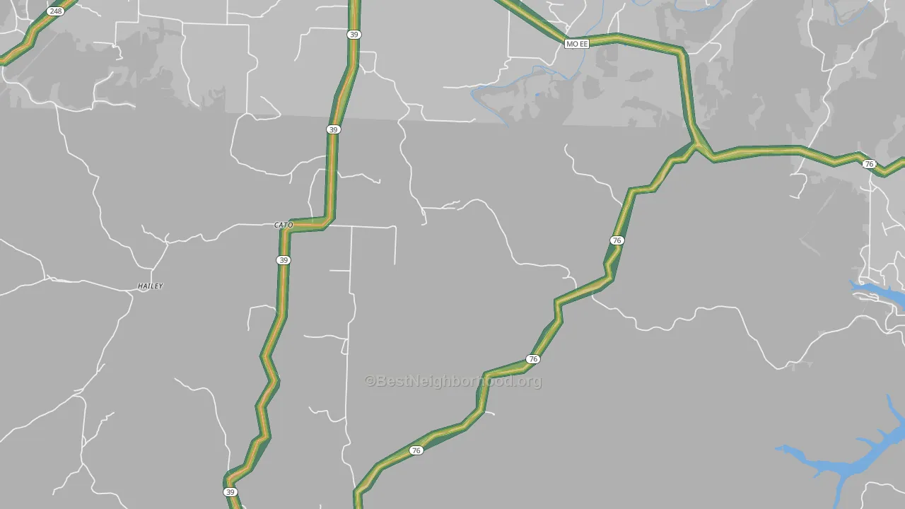 Cato, MO Map of Noise Levels in Cato