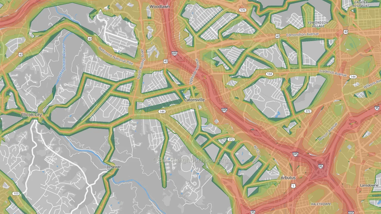Catonsville, MD Map of Noise Levels in Catonsville