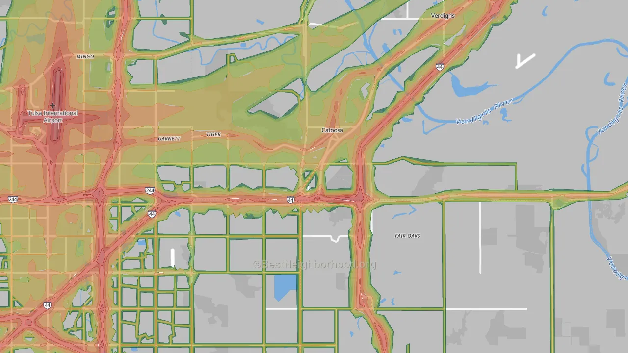 Catoosa, OK Map of Noise Levels in Catoosa