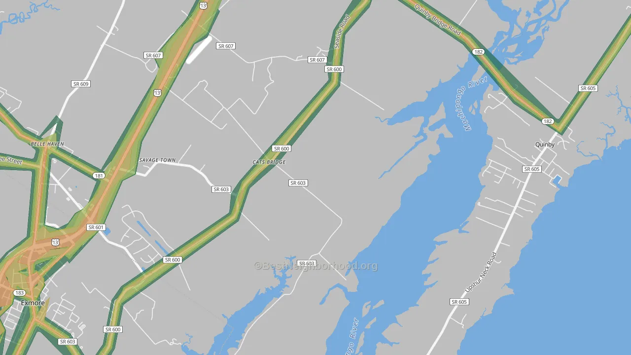 Cats Bridge, VA Map of Noise Levels in Cats Bridge
