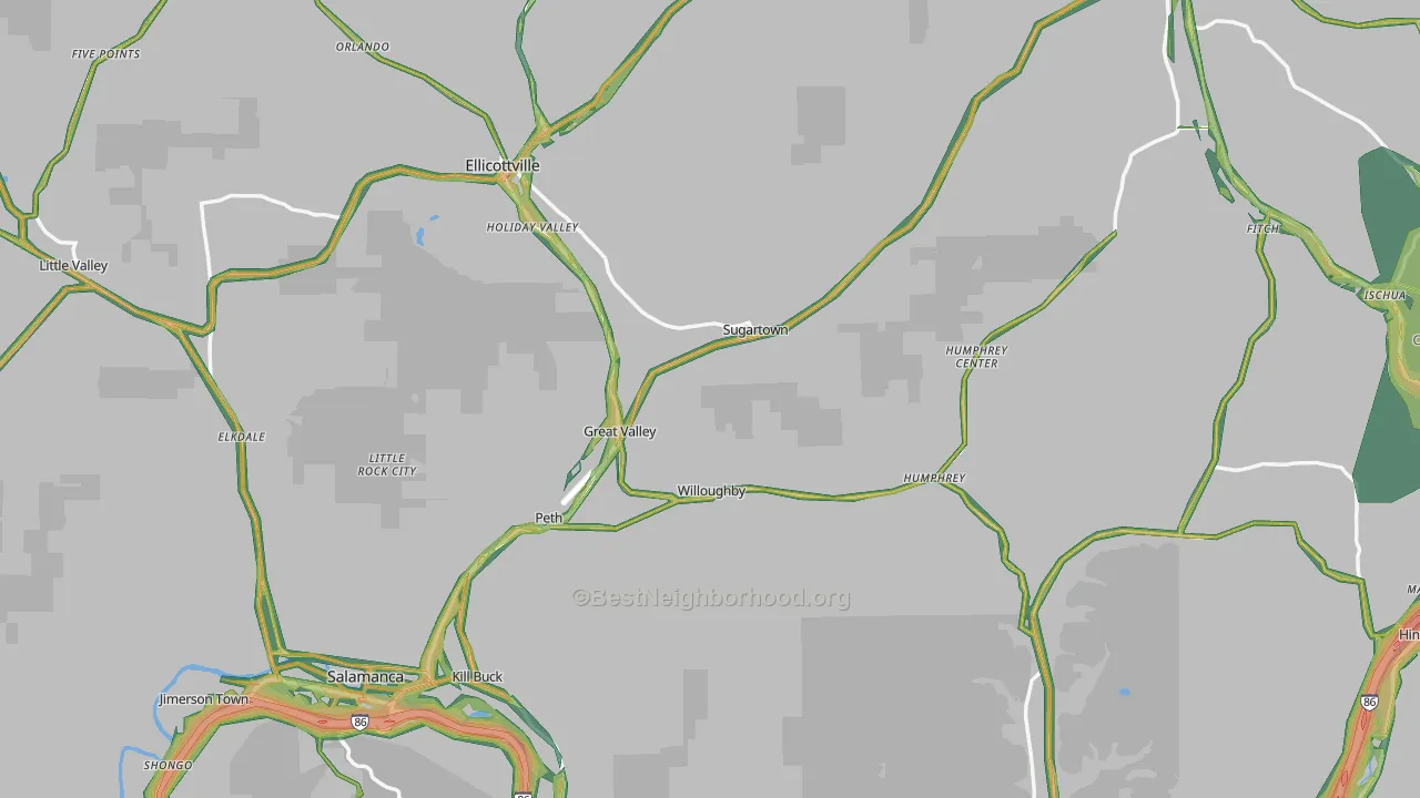 Cattaraugus County, NY Map of Noise Levels in Cattaraugus County