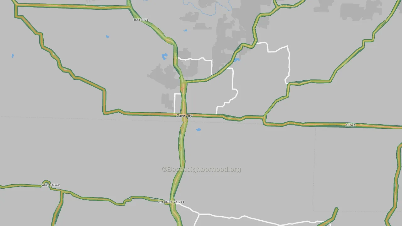 Cave City, AR Map of Noise Levels in Cave City
