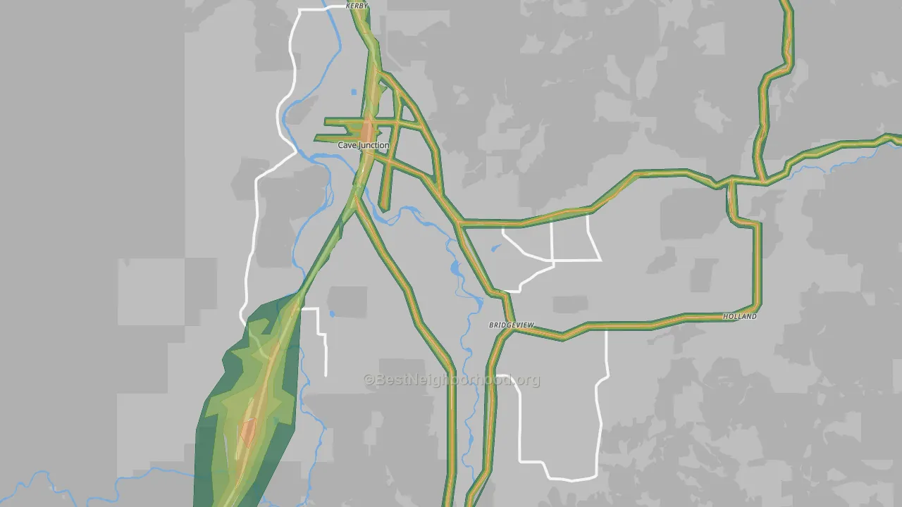 Cave Junction, OR Map of Noise Levels in Cave Junction