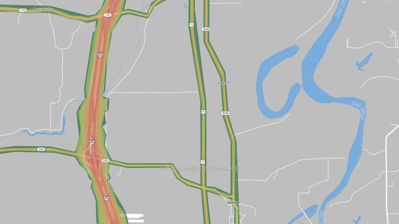 Cavett, LA Map of Noise Levels in Cavett
