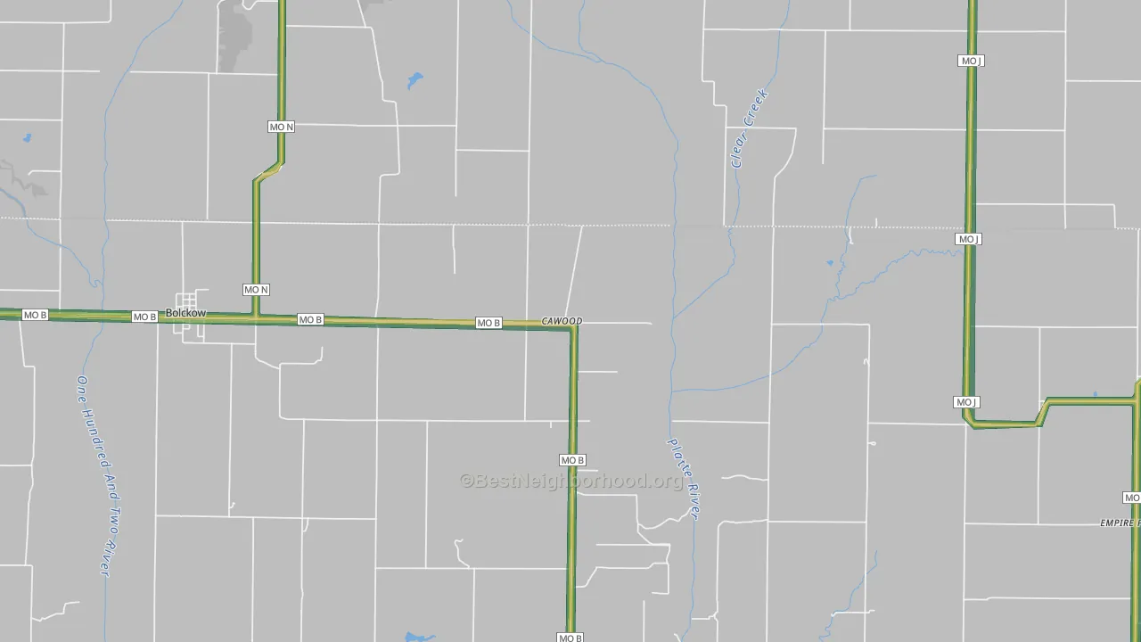 Cawood, MO Map of Noise Levels in Cawood