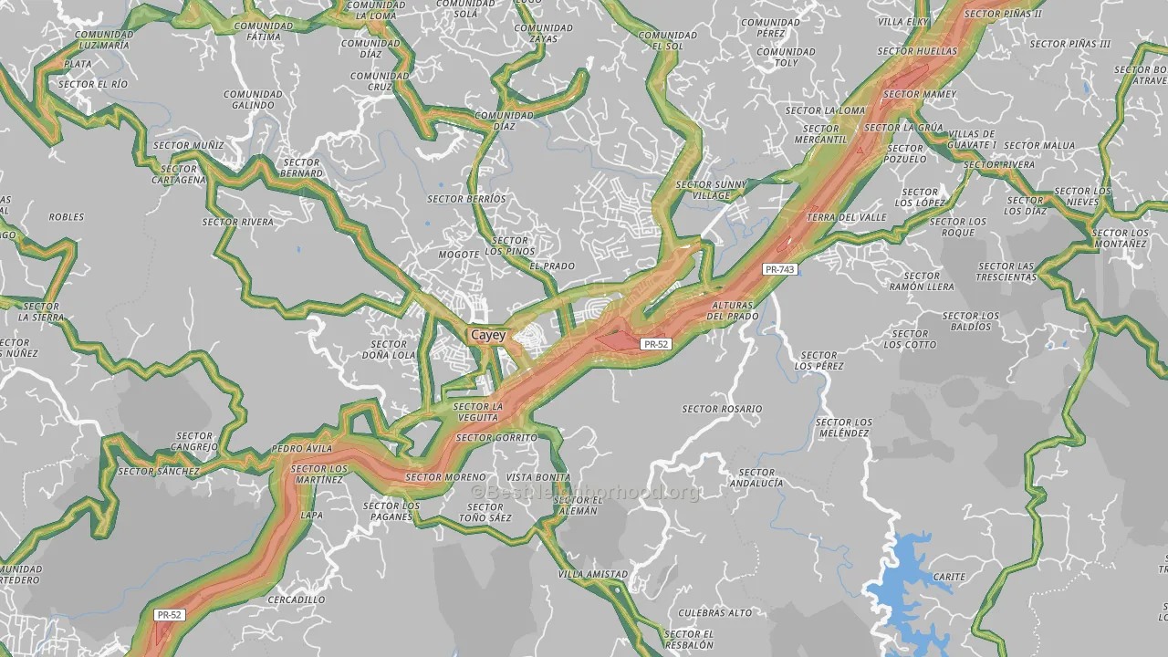 Cayey, PR Map of Noise Levels in Cayey