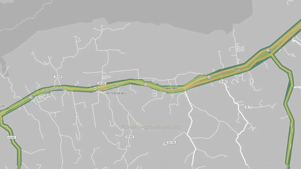 Caylor, VA Map of Noise Levels in Caylor