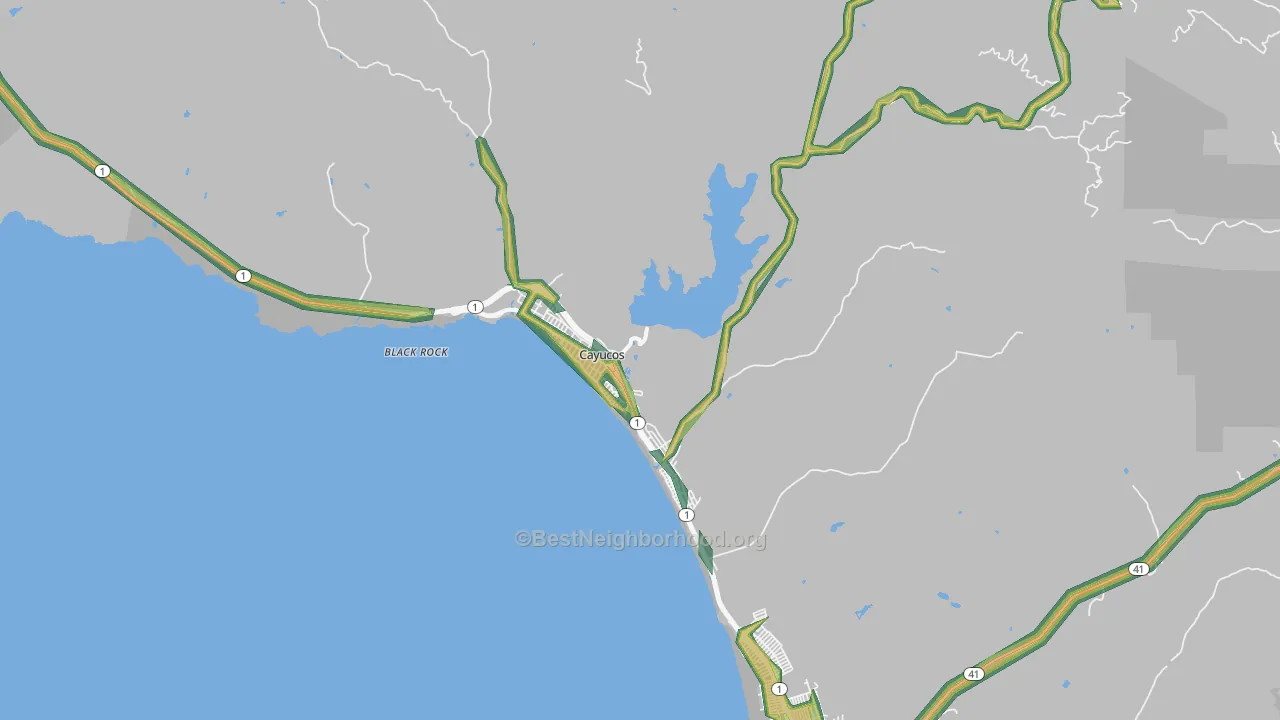 Cayucos, CA Map of Noise Levels in Cayucos