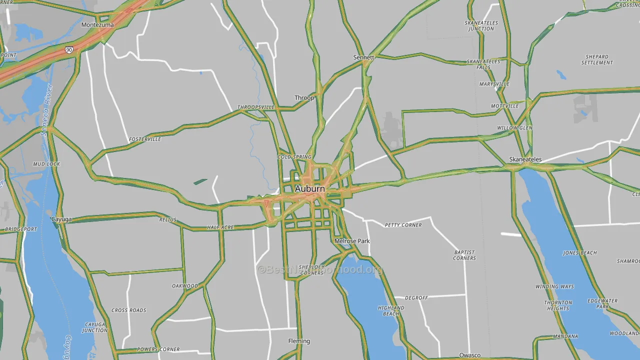 Cayuga County, NY Map of Noise Levels in Cayuga County