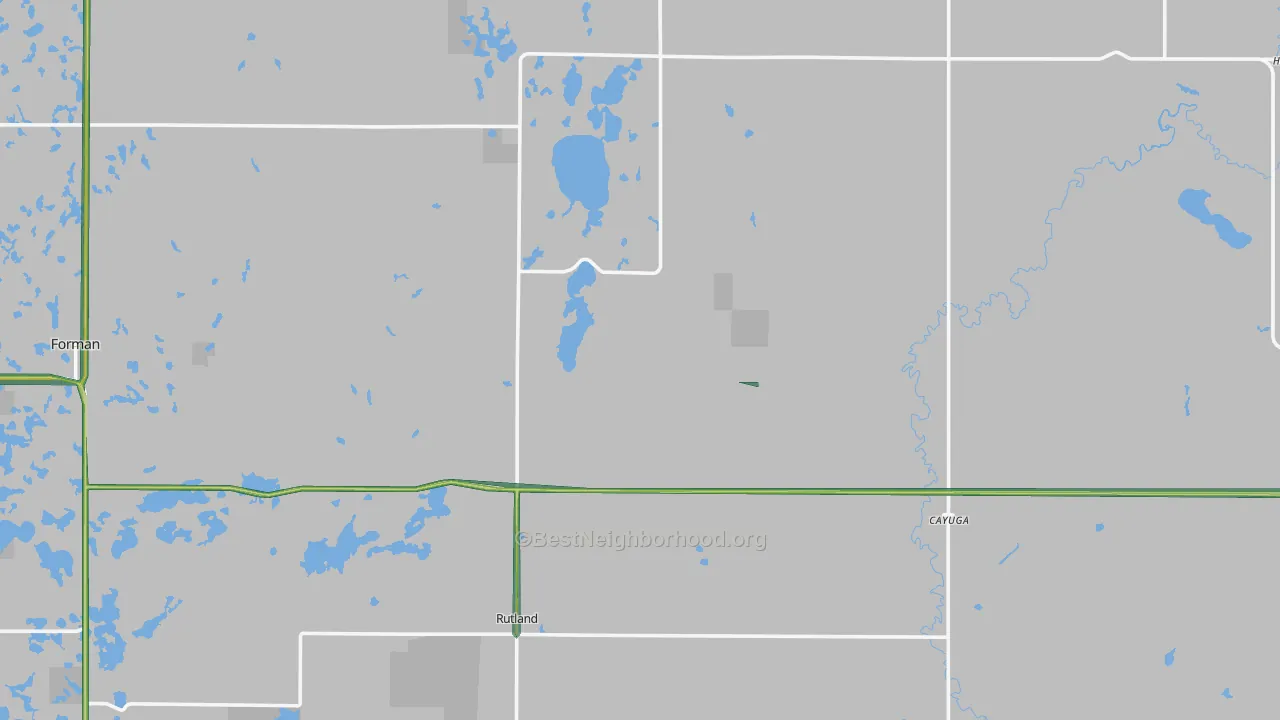 Cayuga, ND Map of Noise Levels in Cayuga