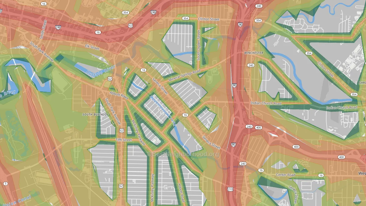 Cazenovia Park, Buffalo, NY Map of Noise Levels in Cazenovia Park