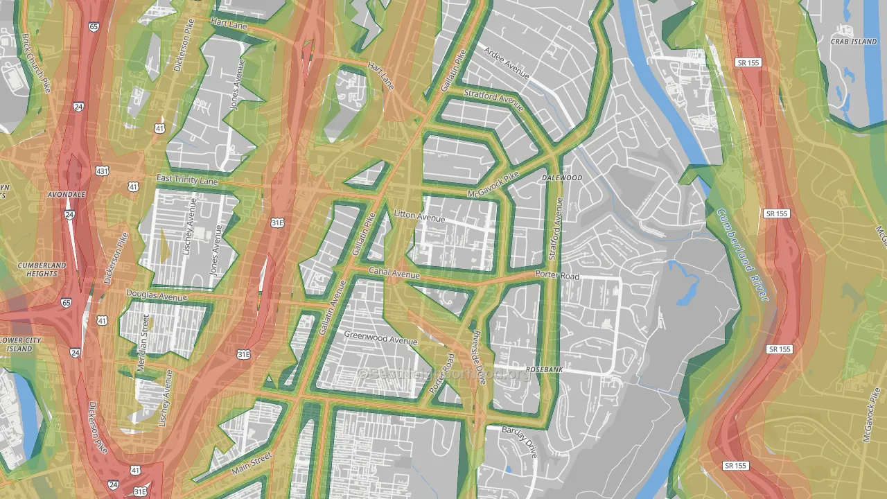 CCSI-South Inglewood, Nashville, TN Map of Noise Levels in CCSI-South Inglewood