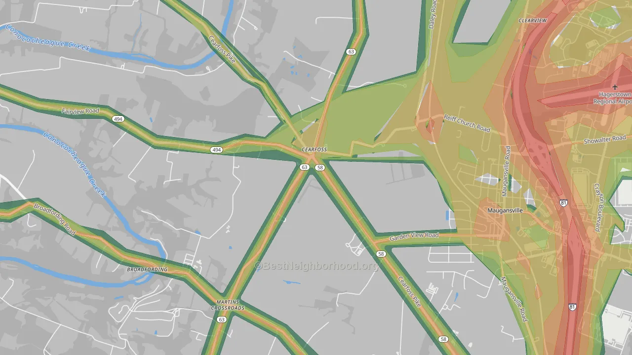 Cearfoss, MD Map of Noise Levels in Cearfoss