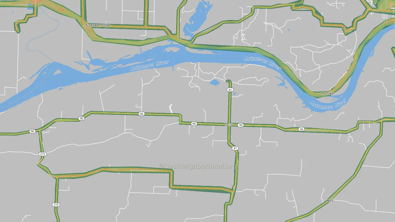 Cecil, AR Map of Noise Levels in Cecil