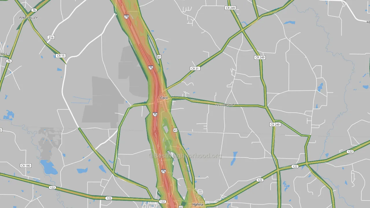 Cecil, GA Map of Noise Levels in Cecil