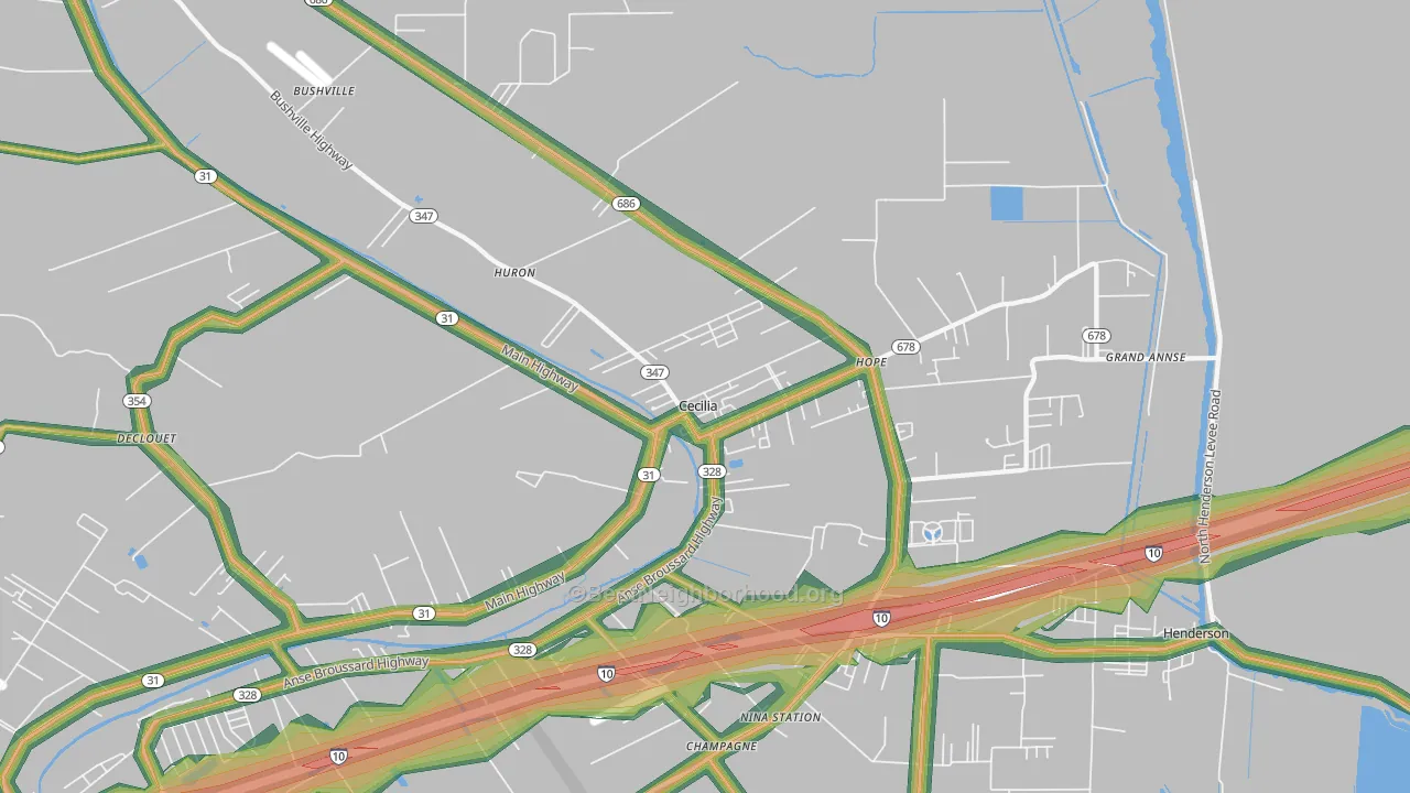 Cecilia, LA Map of Noise Levels in Cecilia
