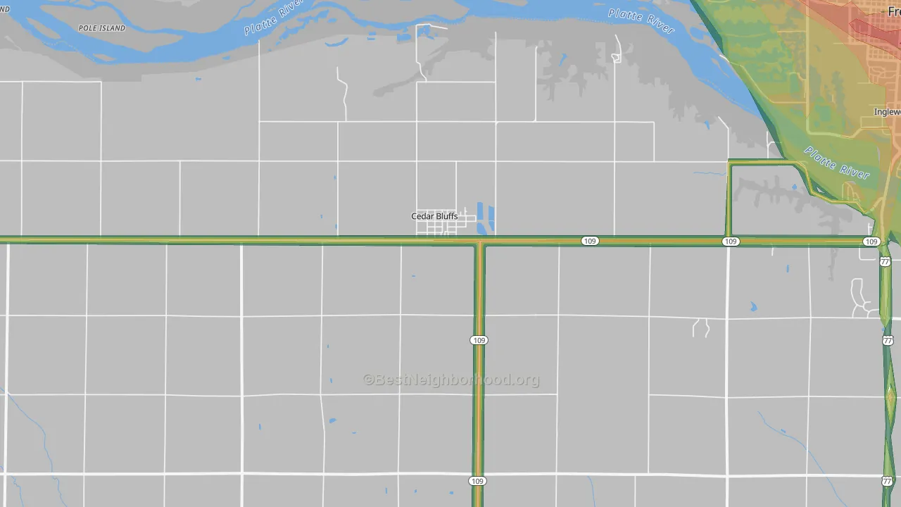 Cedar Bluffs, NE Map of Noise Levels in Cedar Bluffs
