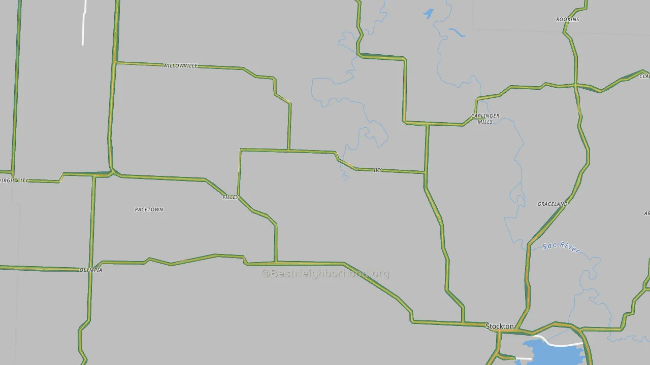 Cedar County, MO Map of Noise Levels in Cedar County
