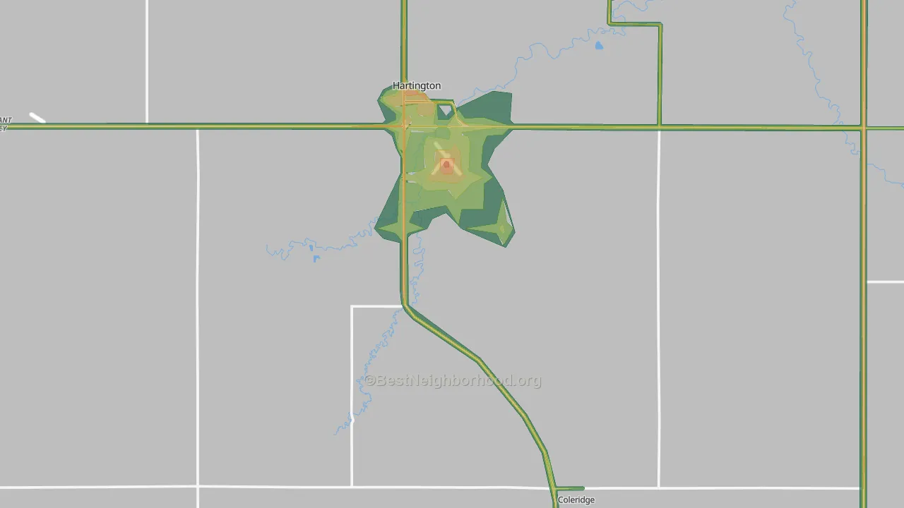 Cedar County, NE Map of Noise Levels in Cedar County