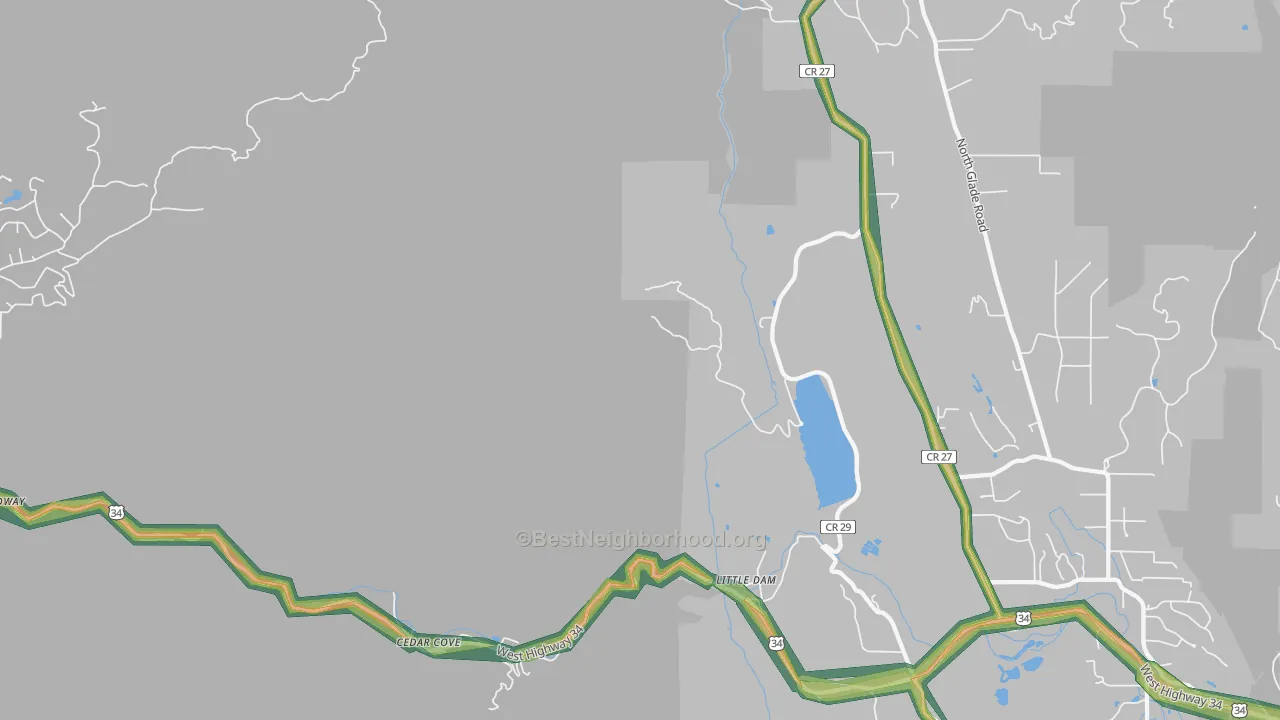 Cedar Cove, CO Map of Noise Levels in Cedar Cove