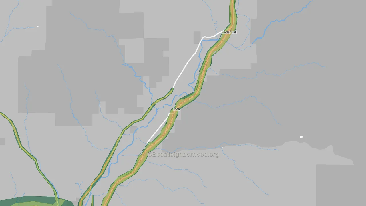 Cedar Hill, NM Map of Noise Levels in Cedar Hill